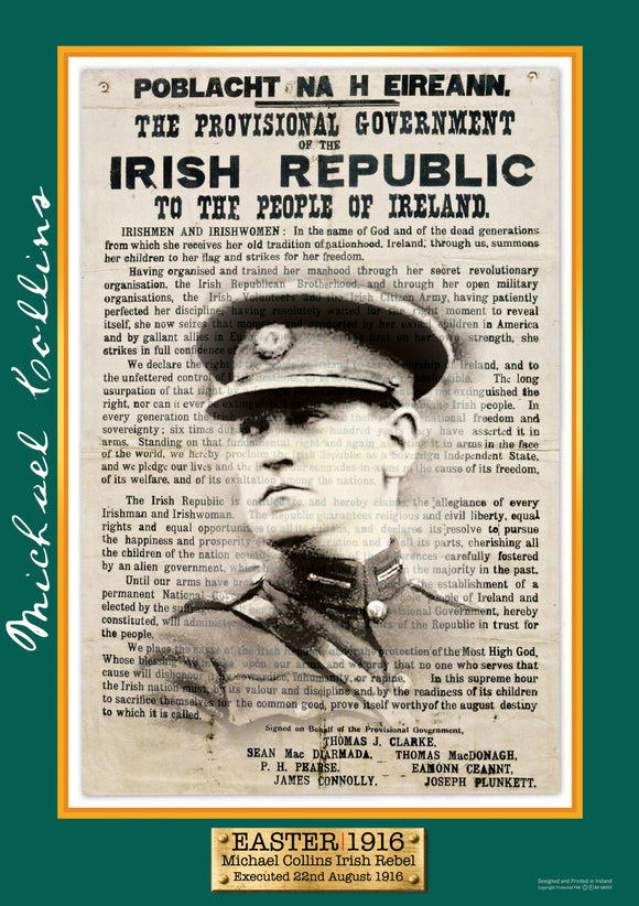 Exclusive A4 Easter 1916 Michael Collins Poster - Irish Rebel Leader