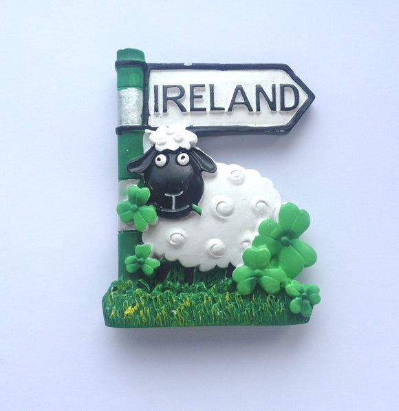 IRELAND SIGNPOST WITH SHEEP & SHAMROCKS