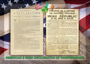 Irish American Heritage AMERICAN & IRISH DECLARATION OF INDEPENDENCE A3 Poster