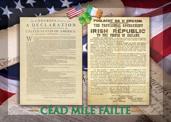 AMERICAN & IRISH DECLARATION OF INDEPENDENCE 'CEAD MILE FAILTE' A3 Poster